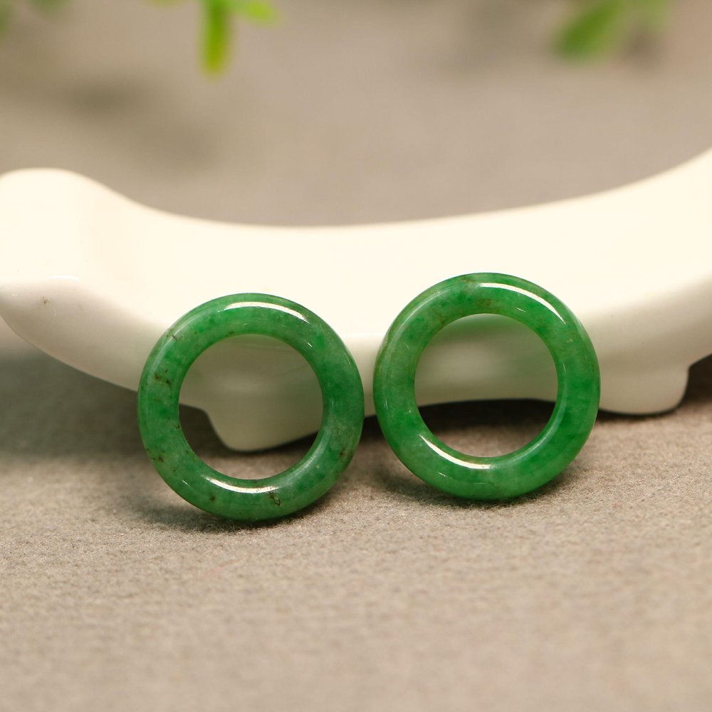 满绿天然A货老翡翠圆圈小环