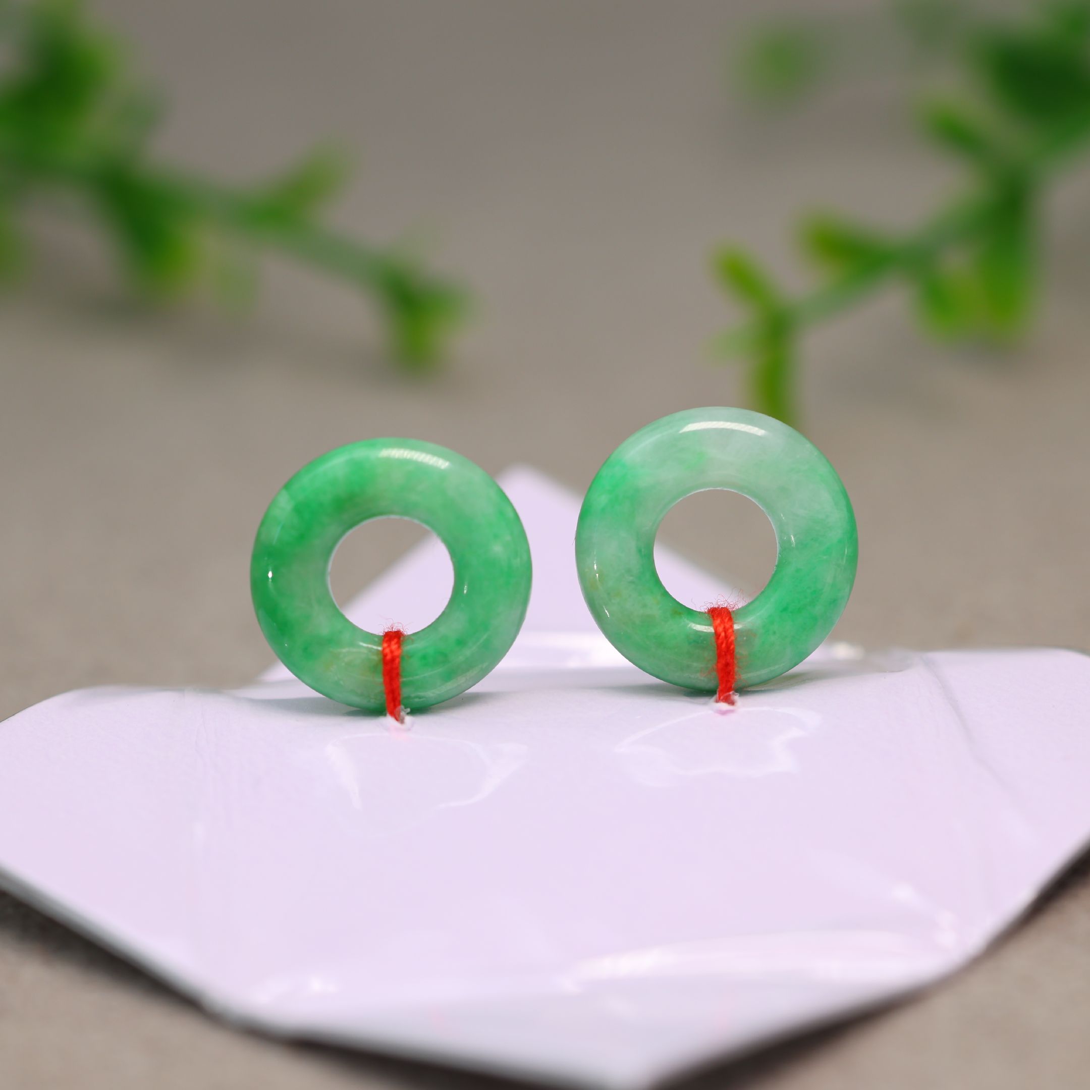 阳绿缅甸天然A货翡翠圆圈小环