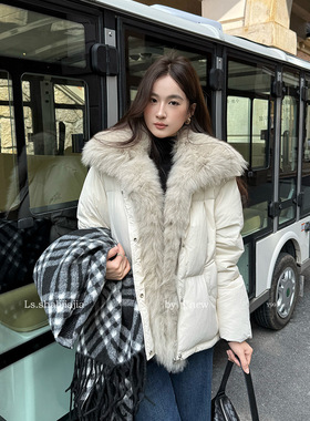 LS 极简通勤毛毛领短款羽绒服  广州十三行25秋冬新品女装Y9916#