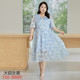女装 胖mm连衣裙夏新款 显瘦遮肚减龄法式 大码 碎花中式 绣花裙子8633
