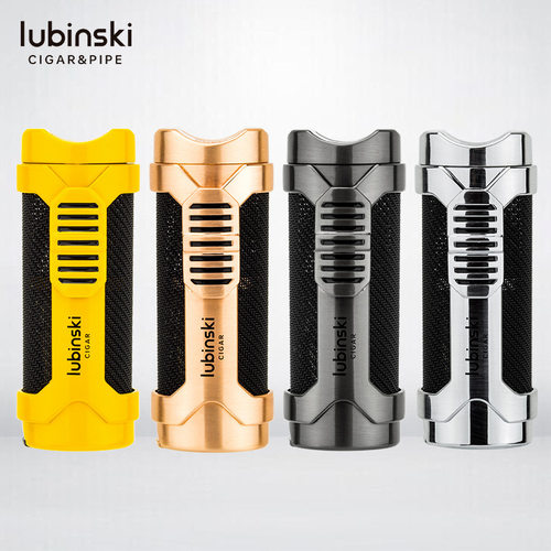 LUBINSKI雪茄打火机锌合金单直冲带开孔器烟托设计便携打火机