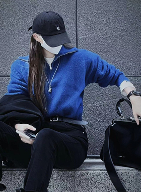 十一的信｜原创设计无性别克莱因蓝毛衣秋冬休闲上衣宽松