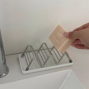 304不锈钢波浪沥水肥皂盒浴室免打孔香皂收纳架高颜值沥水架