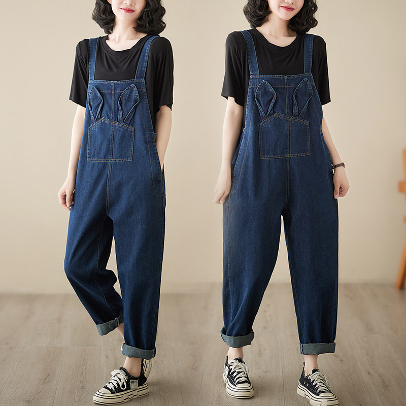 牛仔背带裤女2026春夏新款韩版宽松时尚减龄小个子显瘦直筒连体裤