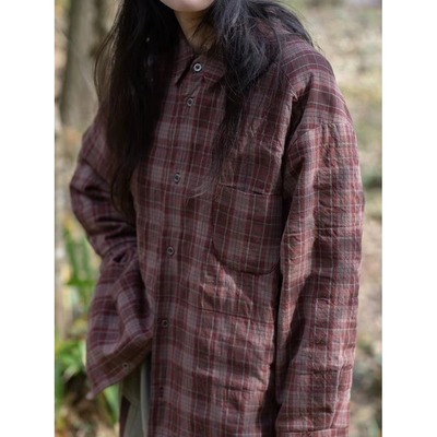 保暖内搭叠穿加厚夹棉衬衣外套女