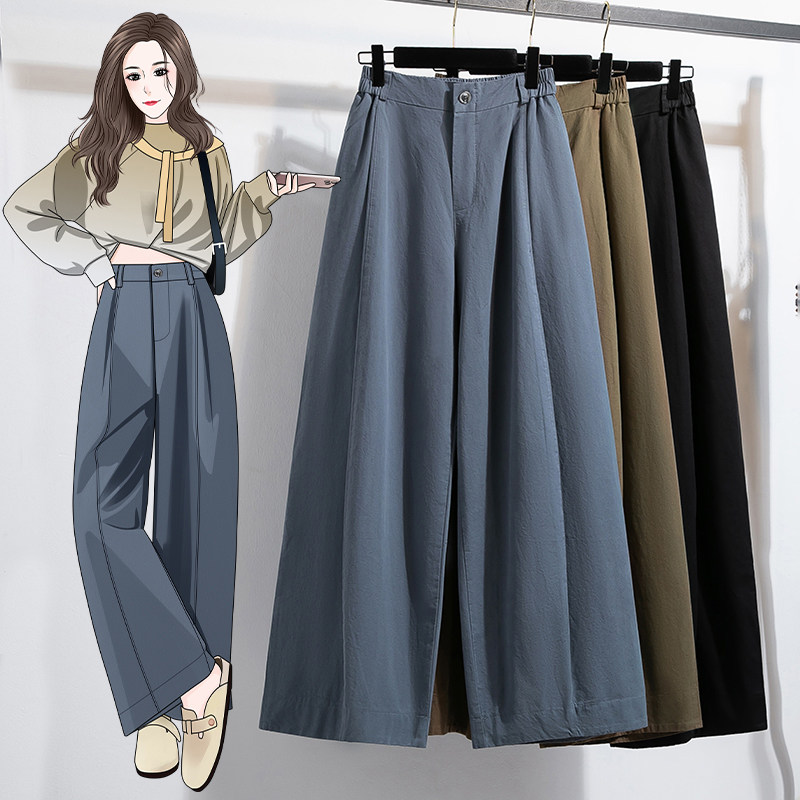 高腰垂感西装阔腿裤女2026春季新款大码胖MM宽松百搭休闲直筒长裤,女装/女士精品,大码裤装,淘宝优惠券,粉丝福利购,淘宝优惠卷