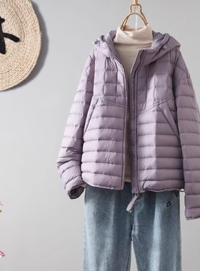 2025秋冬新款韩版时尚轻薄棉服女短款百搭保暖棉衣宽松连帽外套潮