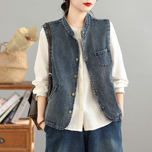 牛仔马甲女早春2026年新款时尚外搭叠穿坎肩宽松无袖马夹背心外套