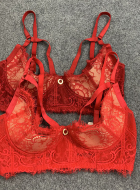 75-105BCDEF外贸原单本命年大红色美胸带性感胸托式大码文胸内衣