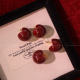 耳钉耳环 轻奢高级感秋冬酒红色适合过年戴 安可拉红 复古法式