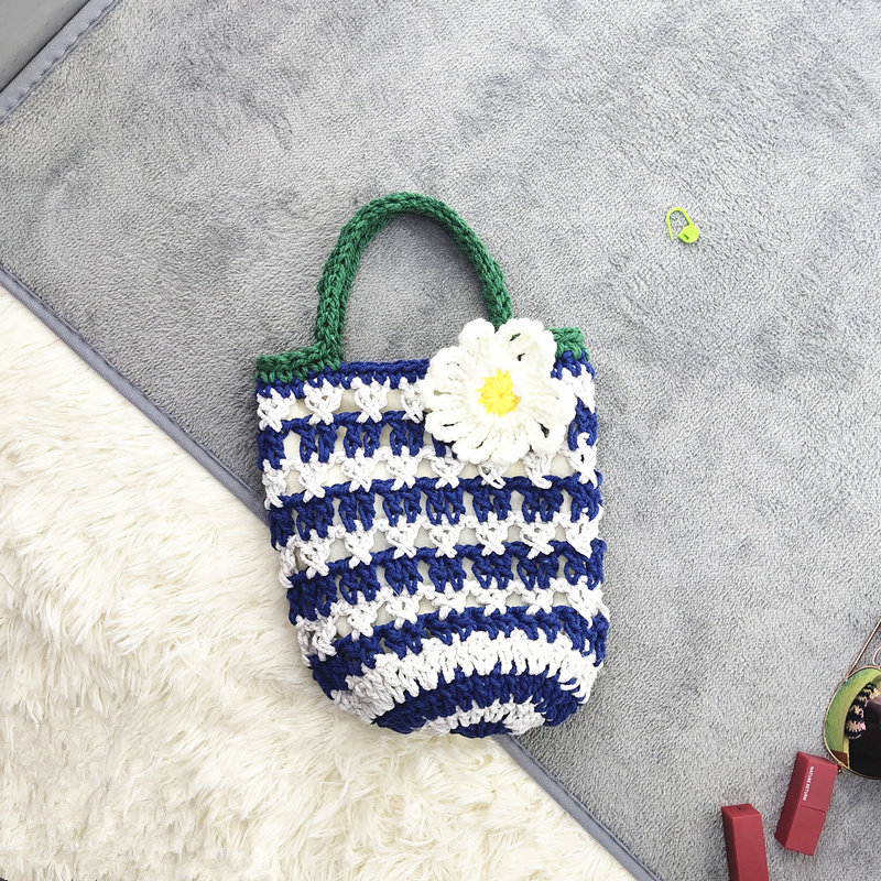 撞色可爱花朵手提包手工diy钩针拼色小雏菊编织水桶包材料包成品,箱包皮具/热销女包/男包,通用款女包,淘宝优惠券,粉丝福利购,淘宝优惠卷