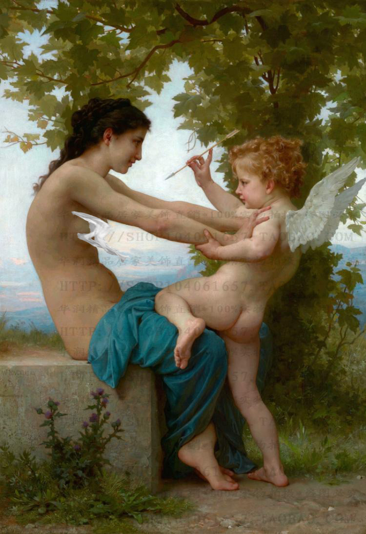 欧洲古典人物爱神丘比特之箭世界名画芯定制单幅书房玄关餐厅壁画