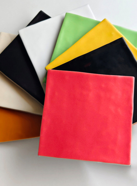 雅乐居多巴胺曲边纯黑色哑光125X125瓷砖餐厅火锅店墙面背景墙砖