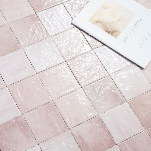 复古渐变粉色亮光手工砖100瓷砖