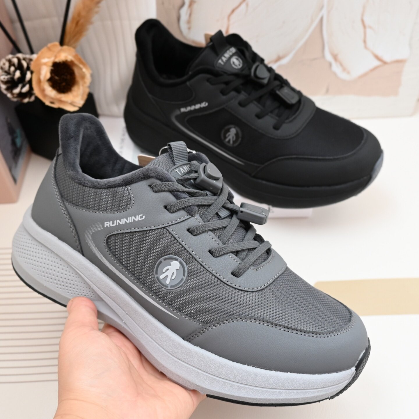 老北京冬季棉鞋男款休闲鞋薄绒二棉保暖户外健步运动鞋轻舒适爸爸