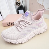 超轻软底健步鞋 老北京爆米花底女单鞋 休闲弹力飞织透气运动鞋 女新