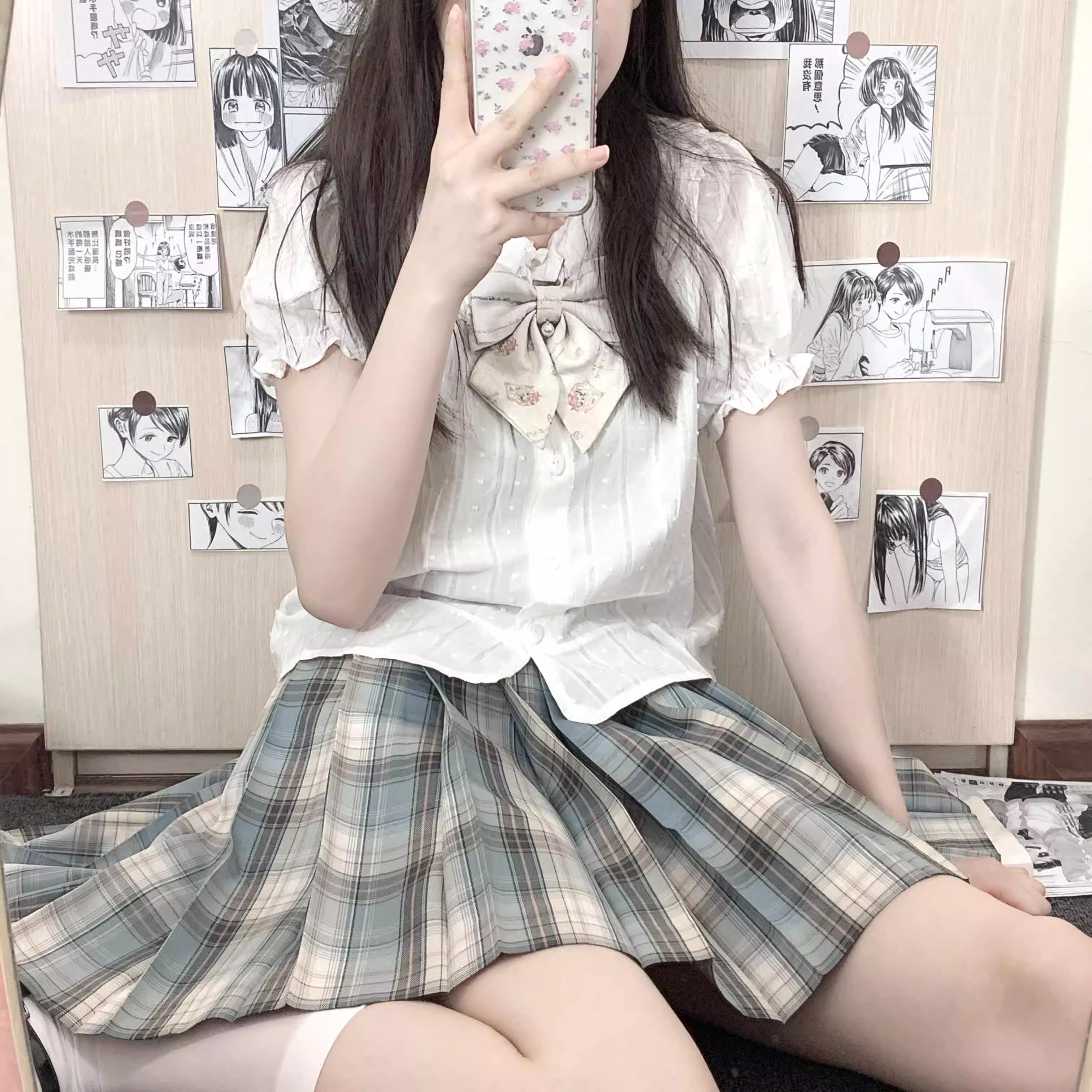 【少女的酥茶】校供感原创设计JK制服百褶裙学院长袖白色夏季