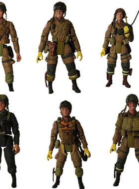 1/18美军二战山地师101空降师伞兵人偶3.75寸10厘米 兵人关节可动