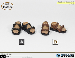 ZYTOYS1/6比例 男款真皮凉鞋 2色 ZY1015 12寸男兵人鞋子人偶配件