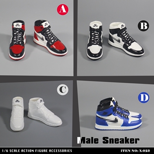 1/6男兵人鞋子 NBA AJ1篮球鞋 OB娃娃 高帮运动鞋 模型 搪胶 