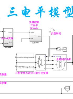 PMSM永磁同步电机双闭环矢量控制仿真模型（三电平，支持定制）