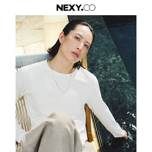 [N-T系列]NEXY.CO/奈蔻商场同款2026年秋新款通勤白色休闲长袖T恤
