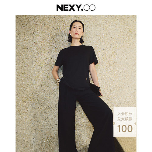 [N-T系列]NEXY.CO/奈蔻商场同款2026年秋新款通勤黑色宽松短袖T恤