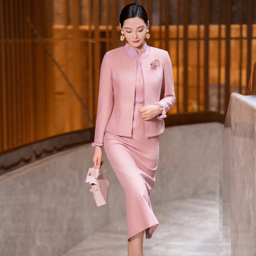 改良旗袍立领优雅知性套装