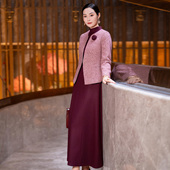 两件套 红色毛呢小香风套装 时尚 裙女2025冬季 气质喜婆婆婚宴装 新款