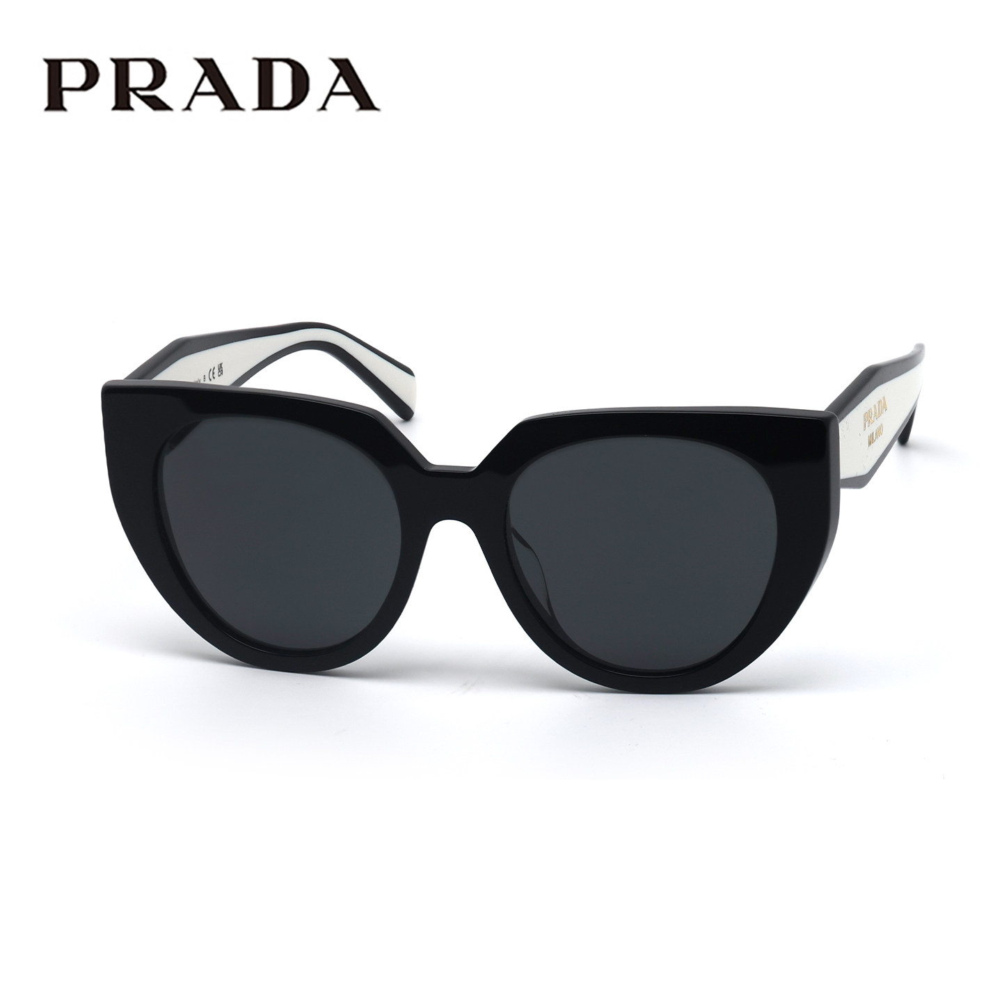 PRADA普拉达猫眼墨镜板材时尚潮流百搭黑色太阳眼镜男女0PR 14WSF