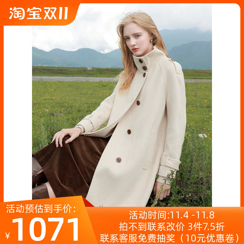 三彩女装2023冬季新款绵羊毛双面呢大衣立领毛呢外套宽松长款女使用感如何?