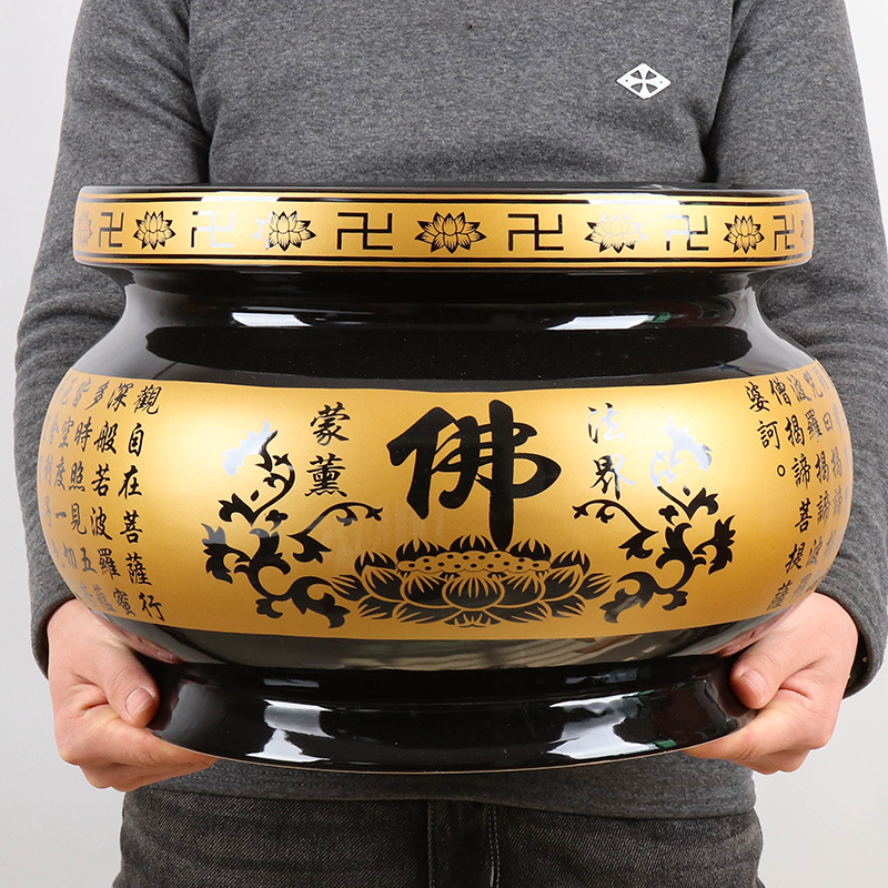 陶瓷心经大香炉佛堂家用寺庙供佛大号香插佛具用品薰香炉摆件