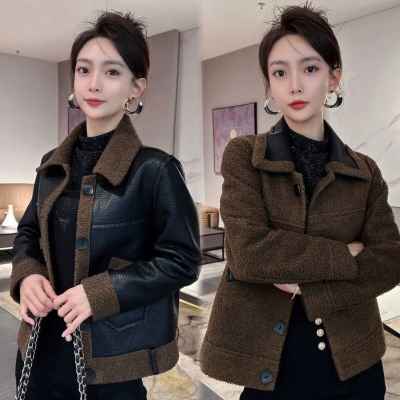两面穿时尚百搭皮毛一体外套