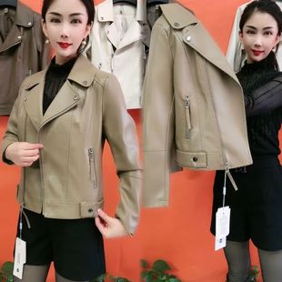 洋气黑色修身 爆款 机车皮夹克外套 女士海宁短款 皮衣女外套2025新款