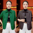 新品 皮衣女2025春秋季 海宁短款 皮夹克翻领小个子短外套 单里衬