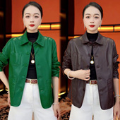 单里衬 海宁短款 皮衣女2025春秋季 新品 皮夹克翻领小个子短外套