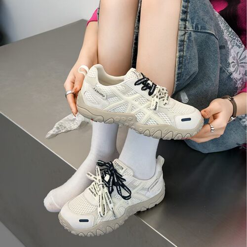 复古真皮网面厚底德训鞋女2026春新款舒适轻便百搭运动休闲跑步鞋