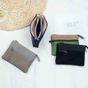 简约帆布迷你小钱包女款轻薄小巧手拿小包零钱包卡包收纳包钱袋子