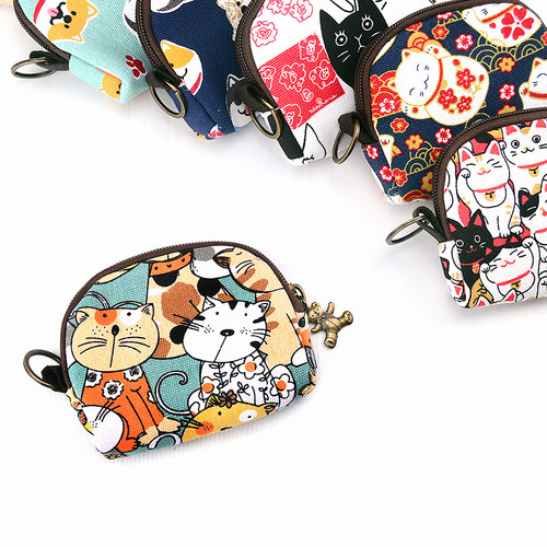 可爱帆布零钱包迷你小包手拿零钱袋女士儿童小钱袋钥匙卡片收纳包