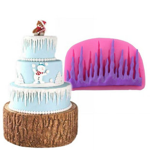 圣诞冰雪冰柱硅胶模具 干佩斯造型模 冰雕奇幻翻糖蛋糕围边装饰模