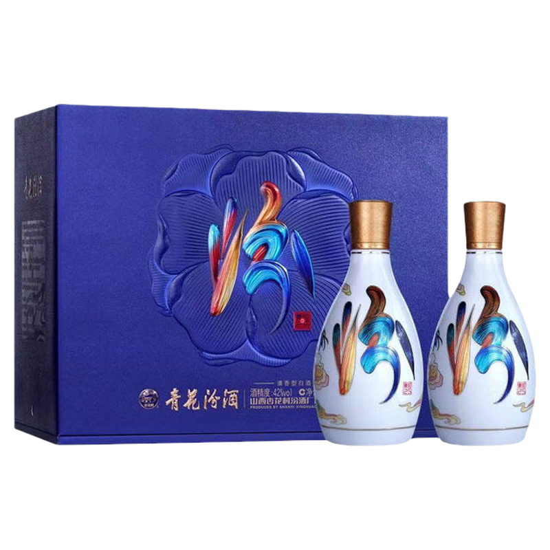 【新品】山西杏花村汾酒 42度青花25花神令225ml*2瓶礼盒装送礼