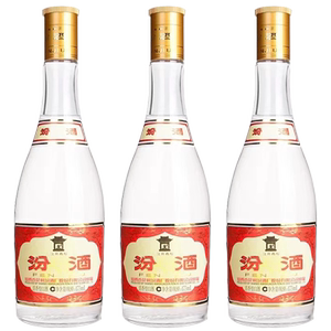 山西杏花村汾酒 53度玻汾475ml黄盖汾酒三瓶国产白酒清香型