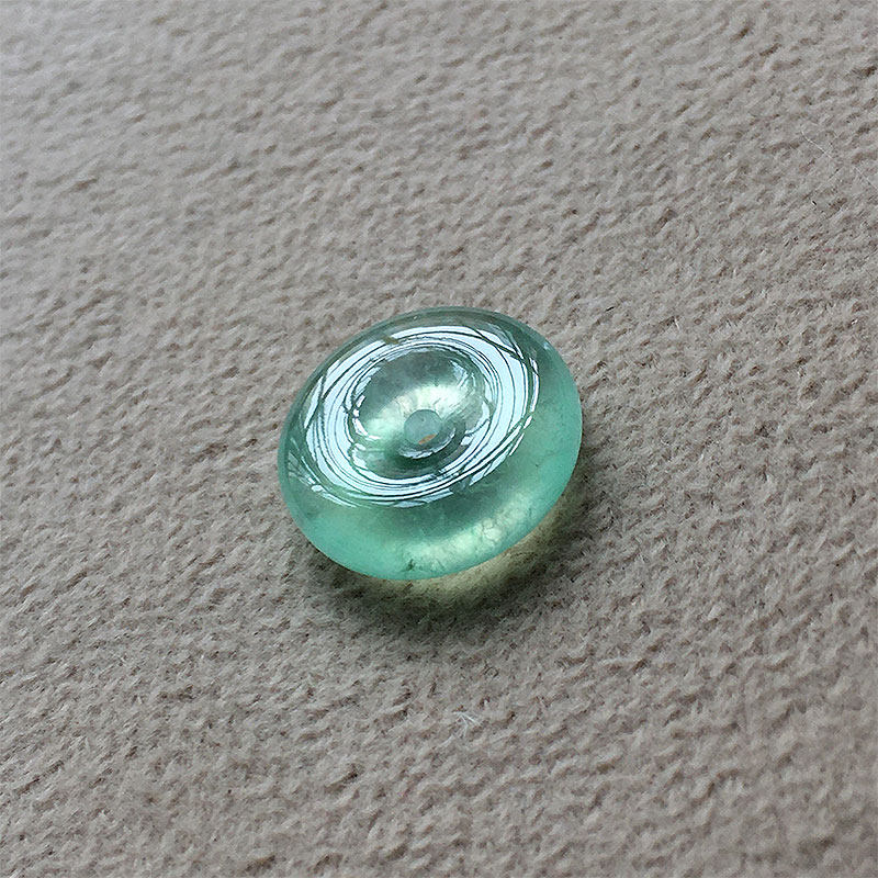 缅甸翡翠玻璃种浅绿玉平安扣吊坠老种a货冰透起光玉怀古扣起光