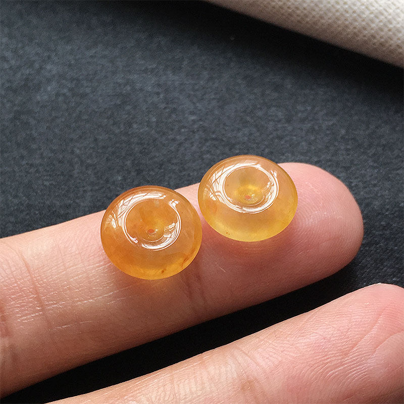 高冰种红翡平安扣耳坠耳饰