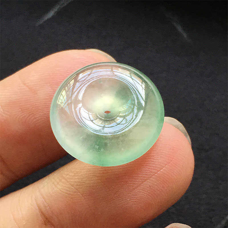 缅甸翡翠玻璃种飘翠绿色玉平安扣吊坠老种a货冰透水润玉怀古扣挂