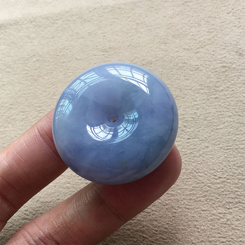 缅甸翡翠冰糯种紫罗兰平安扣吊坠老种a货糯冰饱满厚紫扣肥扣子