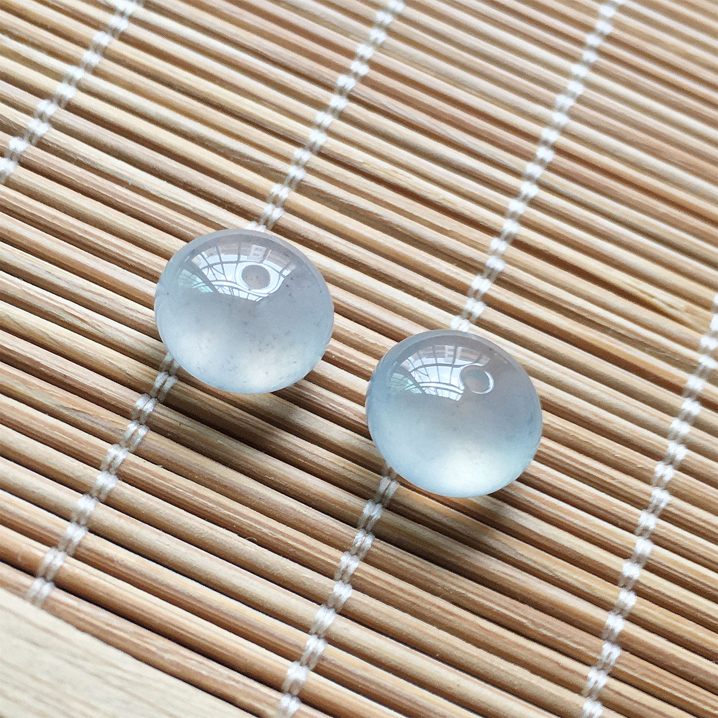 缅甸翡翠高冰种纯净多宝珠配珠对珠老种a货冰透水润玉手串珠耳坠