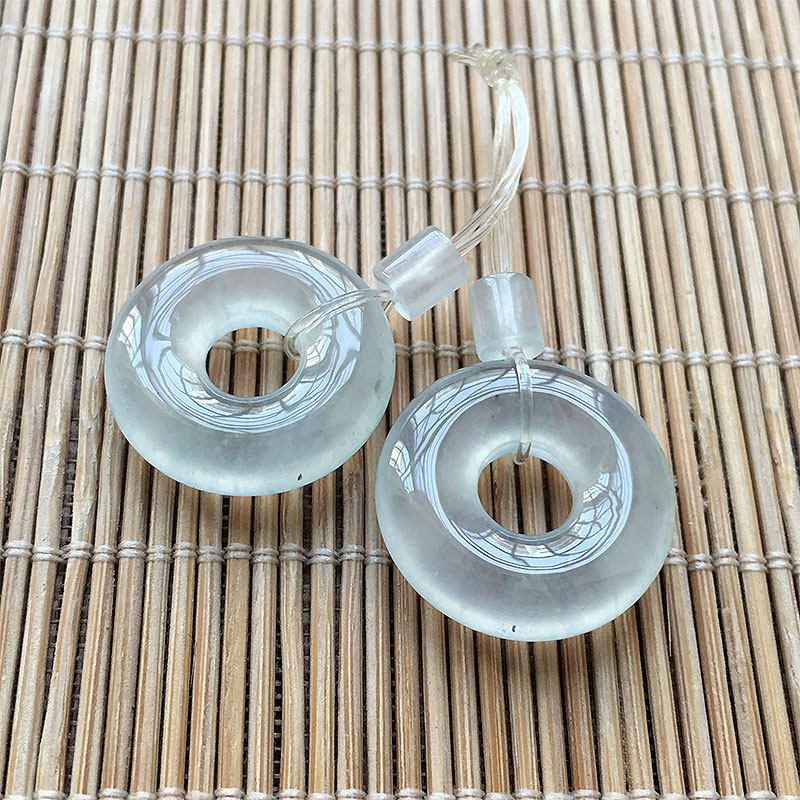 缅甸翡翠高冰种纯净起光玉平安扣耳环耳坠老种a货冰起光玉幸运环