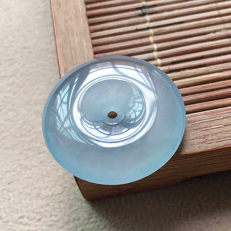 缅甸翡翠高冰种紫罗兰平安扣吊坠老种a货冰透起光玉怀古扣挂件女