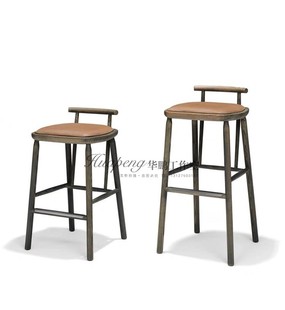 岛台椅设计师酒吧椅 北欧轻奢丹麦实木吧台椅现代家用高脚凳新中式